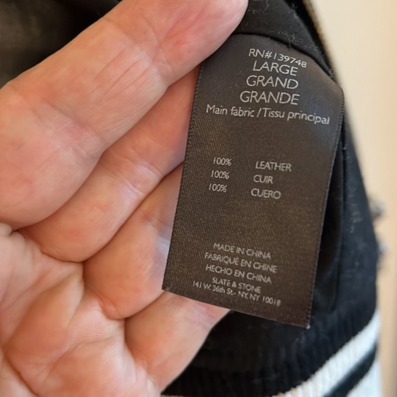 Mens Slate & Stone leather bomber - Picture 3 of 4